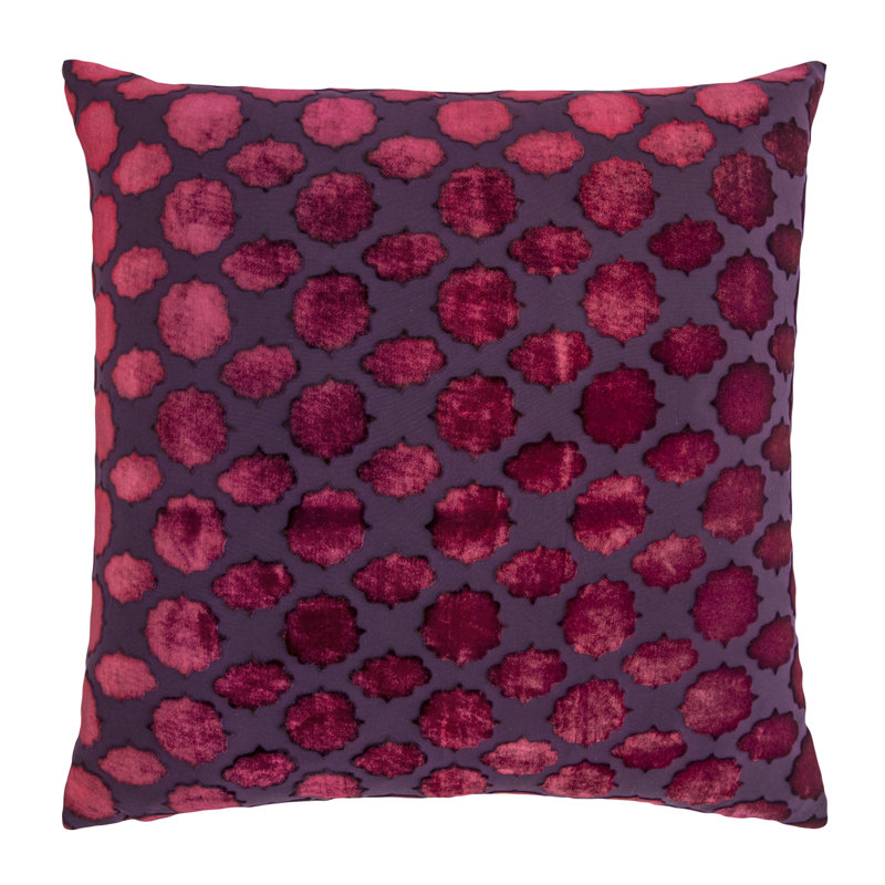Mod Fretwork Geometric Velvet Reversible Throw Pillow, 18" x 18", Peacock