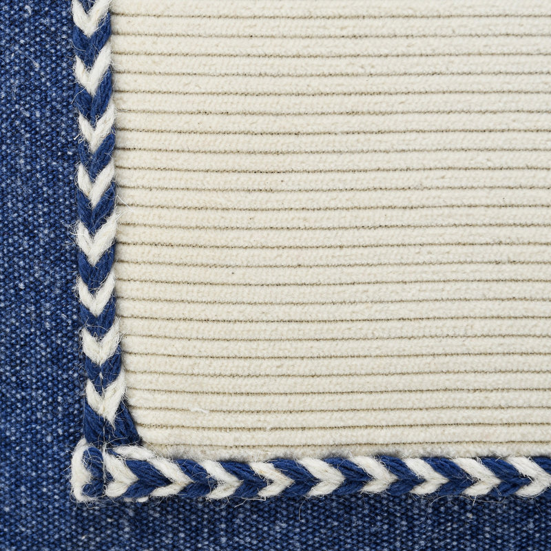  Square Cotton Pillow Cover & Insert, Navy/Cream