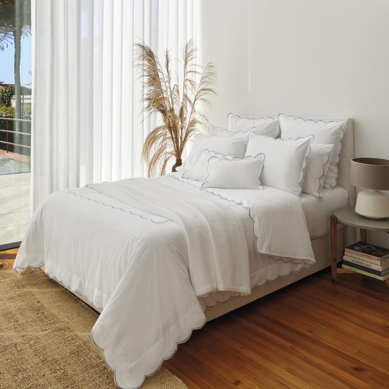 Nazaré 100% Cotton Percale Sheet Set, white-white, Queen