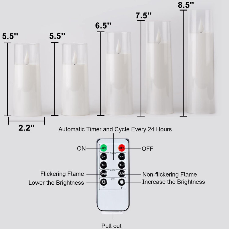 Unscented Flameless Pillar Candle, Pure White