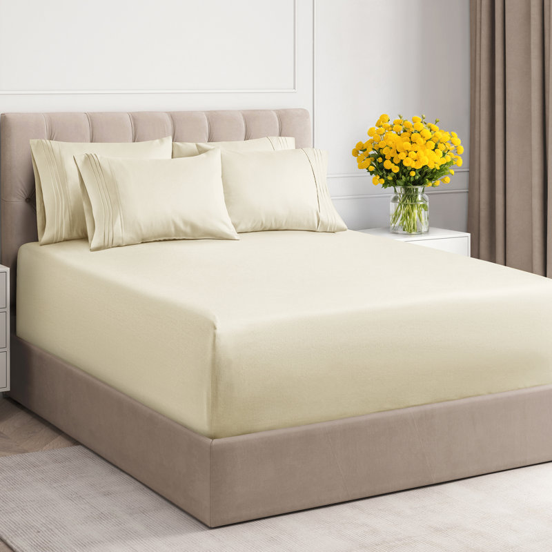6 Piece Extra Deep Pocket Sheet Set, Cooling & Breathable Bed Sheets, Soft Hotel Luxury Bedding, Fits 18–24 Inch Mattress