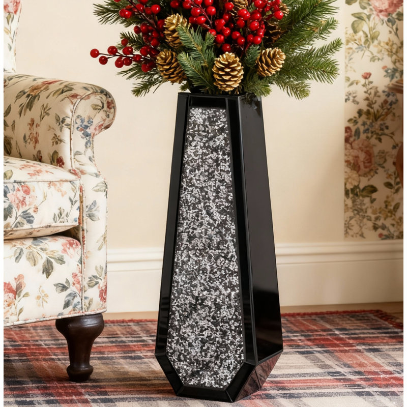 Ankaj Glass Floor Vase, Black, 61.5cm H X 11cm W X 22cm D