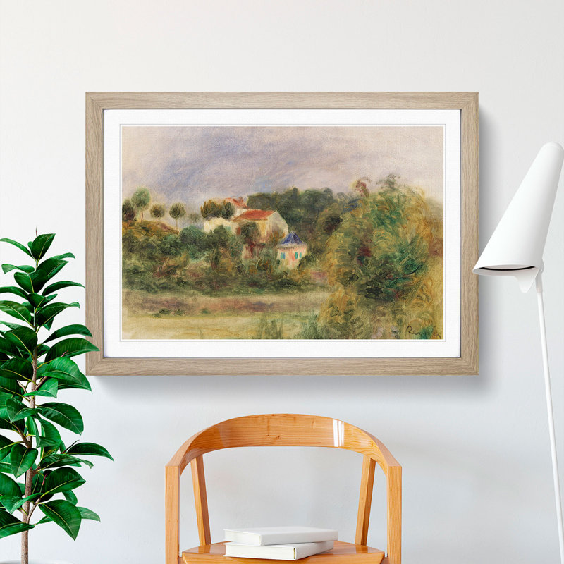 Houses in a Park by Pierre-Auguste Renoir - Picture Frame Painting, 48cm H x 65cm W x 2cm D, Oak
