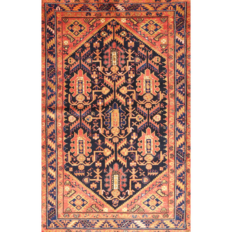 Tapis traditionnel rouge / brun / beige, Rectangle 5 pi x 7 pi