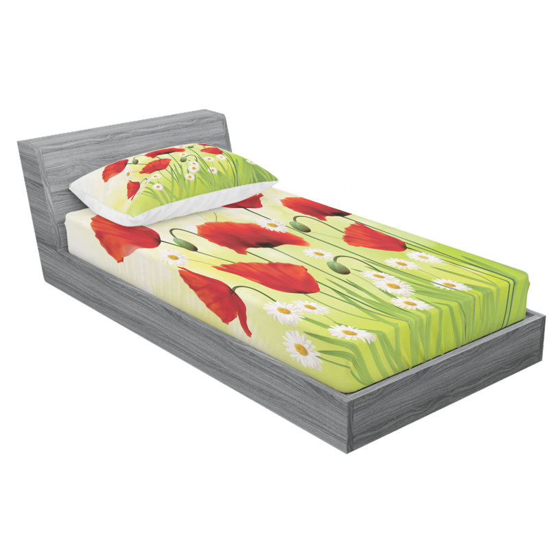 Poppy Microfiber Sheet Set, Twin XL Sheet Set with Fitted Sheet