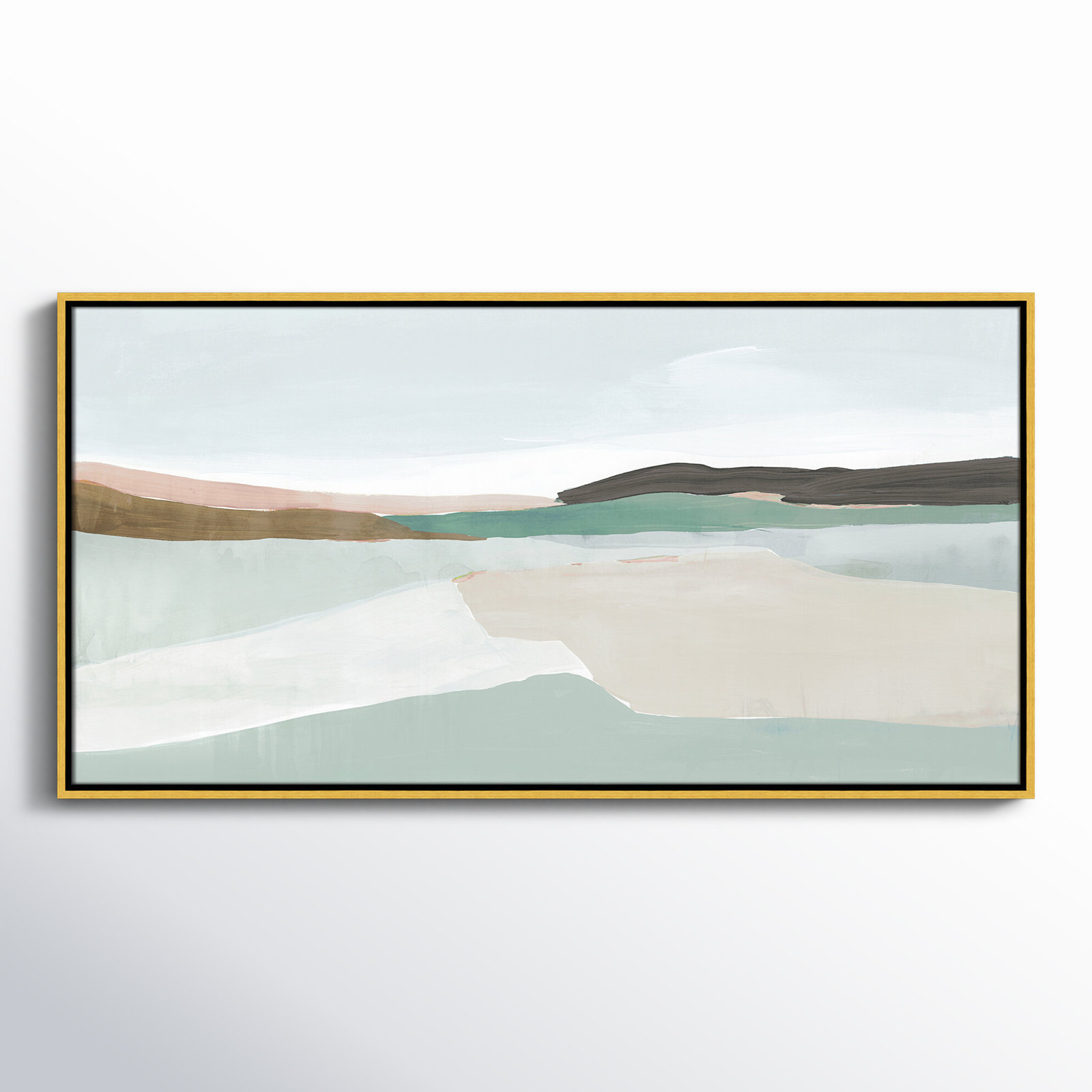 Ali "Sole of the Land I" Painting, 21.5" H x 41.5" W, Gold