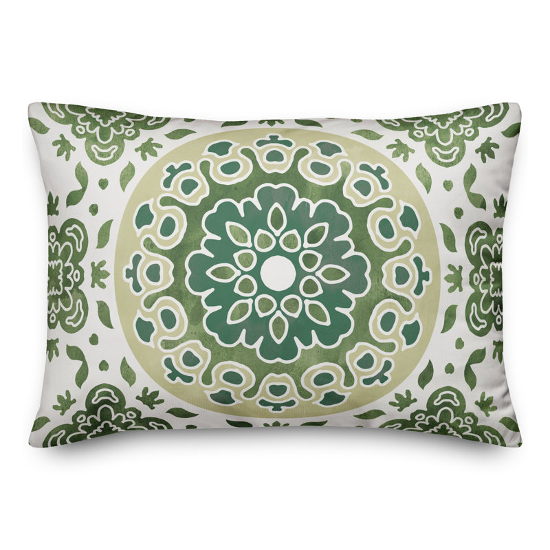 Housse et insert de coussin d'extérieur pour l'extérieur, Vert, Floral 2
