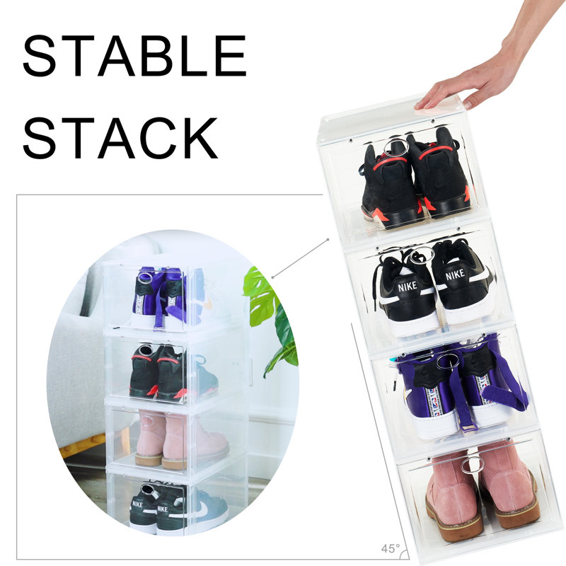4 Pair Stackable Shoe Storage Cabinet