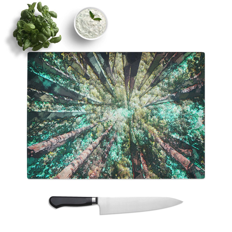 Tempered Glass Redwood Trees in California Chopping Board, 28.5 cm W x 20 cm L