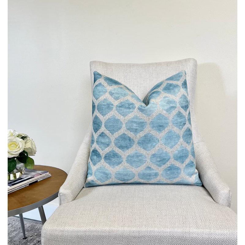 Housse de coussin en velours Trellis, H 20 po x l 20 po, Bleu