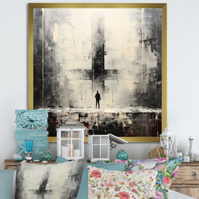 «Minimalisme noir et blanc posture de yoga I», reproduction sur toile