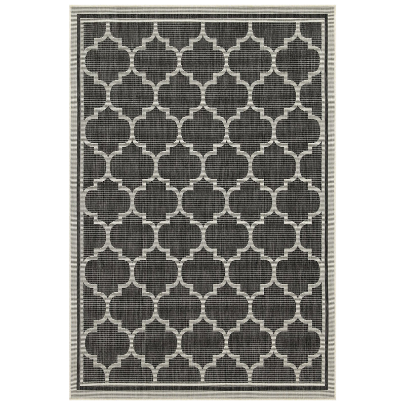 Gchar2005 Anthracite Cabin Rug, 2.58 Ft. X 7.25 Ft., Sunshine, Indoor Outdoor, Trellis Pattern, Polypropylene, Stain , , Rustic Hallway Sunshine Gchar2005, For Busy Corridors