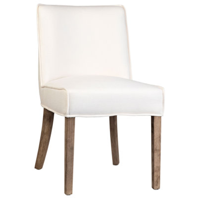 Sizan Linen Blend Upholstered Back Side Chair in White