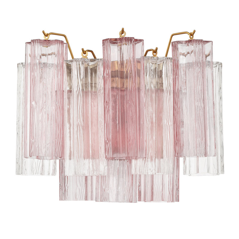 Addis 2 Light Sconce, Aged Brass/Pink
