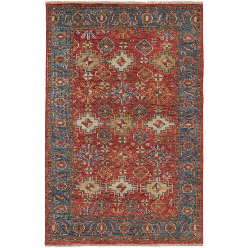 Earland Performance Hand Knotted Wool Oriental Indoor Rug, Rectangle 9'6" x 13'6"
