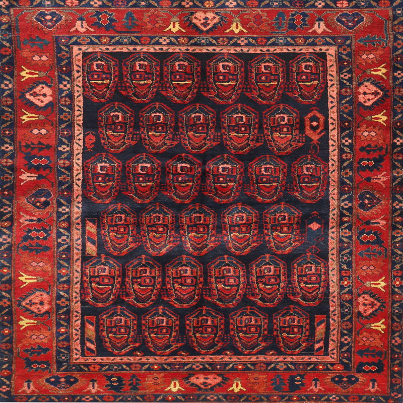 Tapis à motif oriental rouge / brun, Rond 7 pi