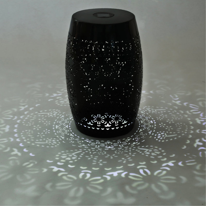 Solar Side Table With Built-In Solar Battery,Stunning Flower Pattern At Night,Eco-Friendly And Energy Efficient Outdoor Furniture Ideal,For Patios Gardens And Backyards