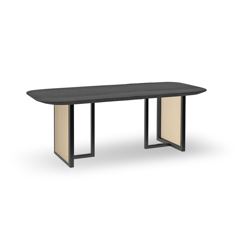Table de salle à manger Burlywood, Noir, H 29,53 po x L 62,99 po x l 31,50 po