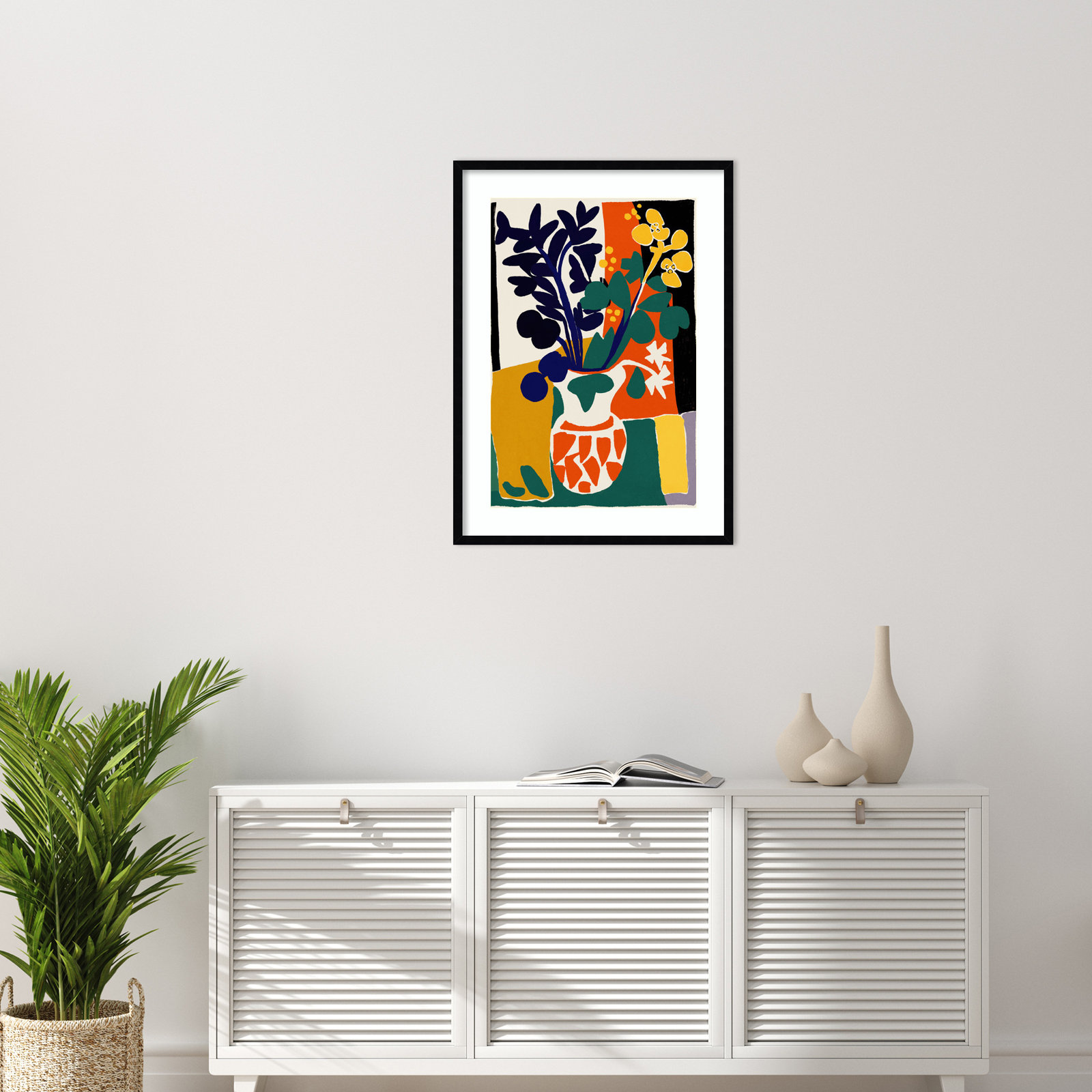 Ovando "France Floral Impressions" Print, Black, 33" H x 24" W