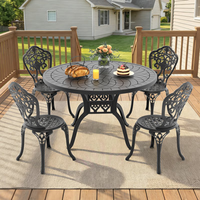 Ensemble de salle à manger rond pour patio 4 personnes, 120 cm (47,24 po) avec 4 chaises, largeur du siège 39 cm (15,35 po)