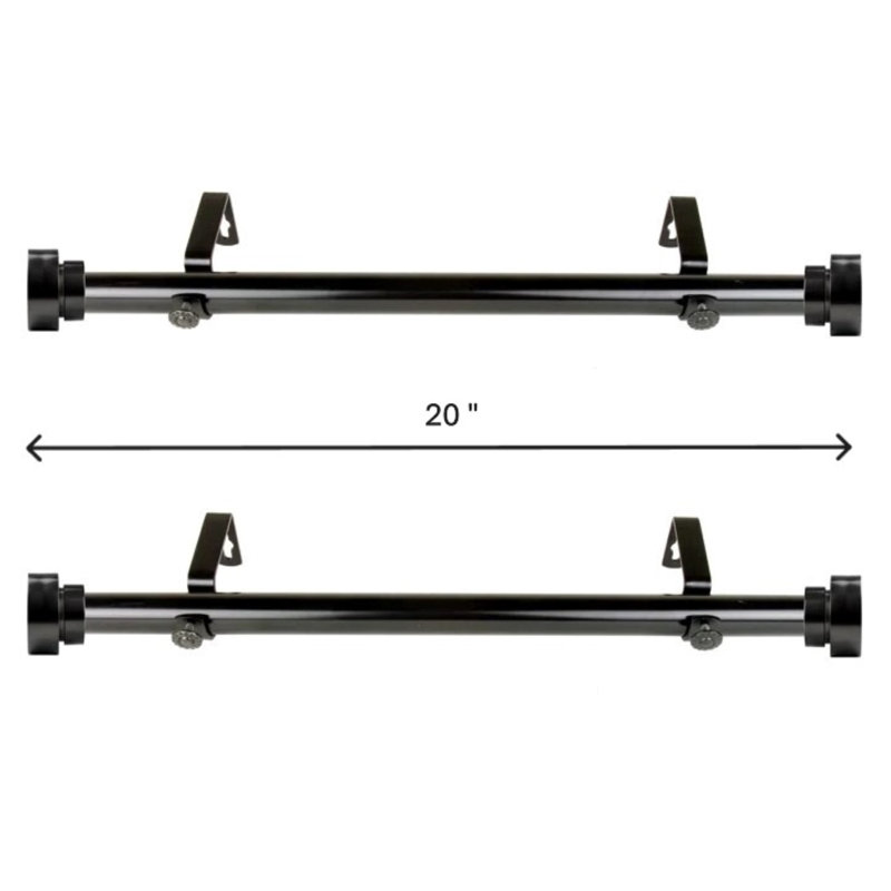 Tringle à rideaux simple réglable 1 "Ishee 12" à 20 ", Noir