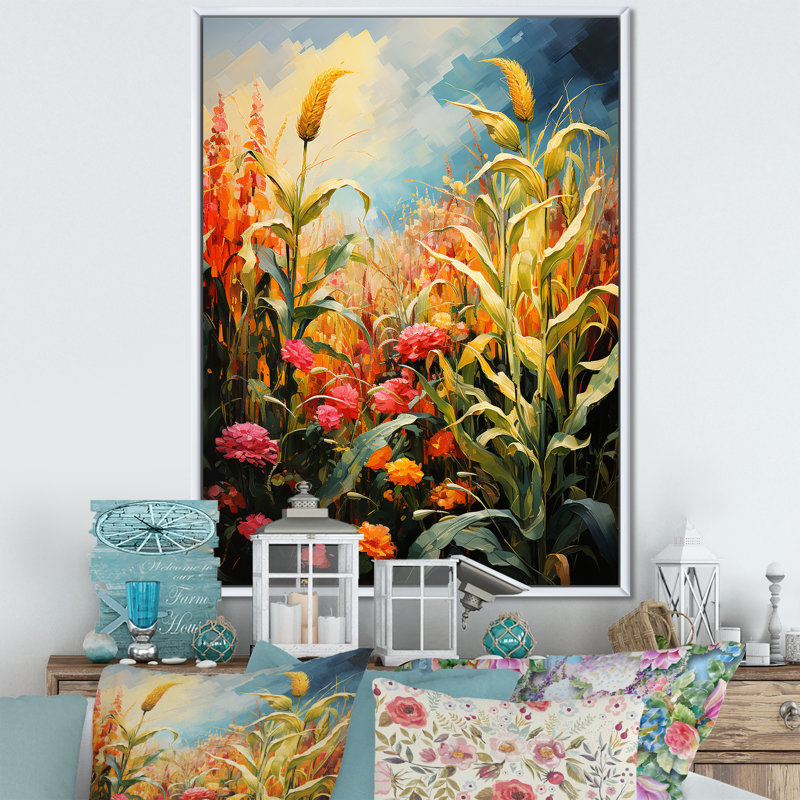 Bloomimg Farmer Fields sur impression sur toile, Cadre flottant blanc, H 32 po x l 24 po x P 1 po