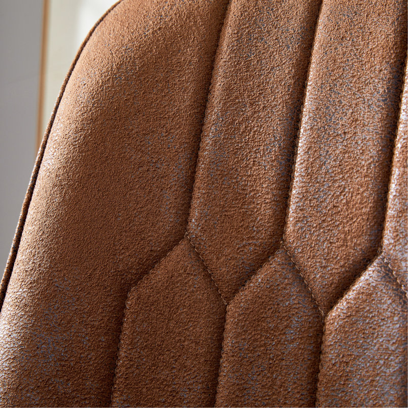 Table And Chair Set.31.5 Inch Dark Wood Grain Round Dining Table - Suction Molding Annular Texture.Paired With 2 Browntechnology-Fabric Material Dining Chairs.Suitable For Kitchen,Dining Room,Etc.