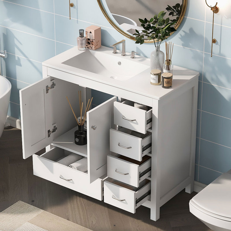 Reames 36'' Single Bathroom Vanity with Ceramic Top