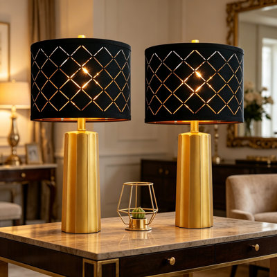 Ensemble de 2 lampes de table 24 po en résine dorée moderne
