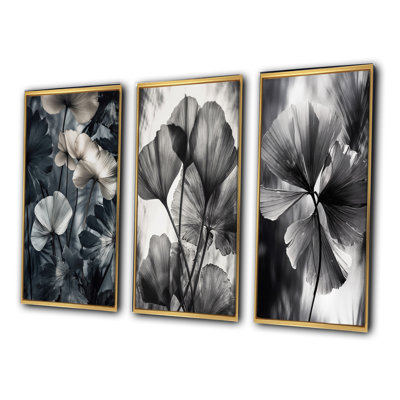Ensemble de 3 feuilles de ginkgo tropical