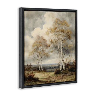 Looming Autumn Birch Trees Floating Frame, design by LSR Design Studio