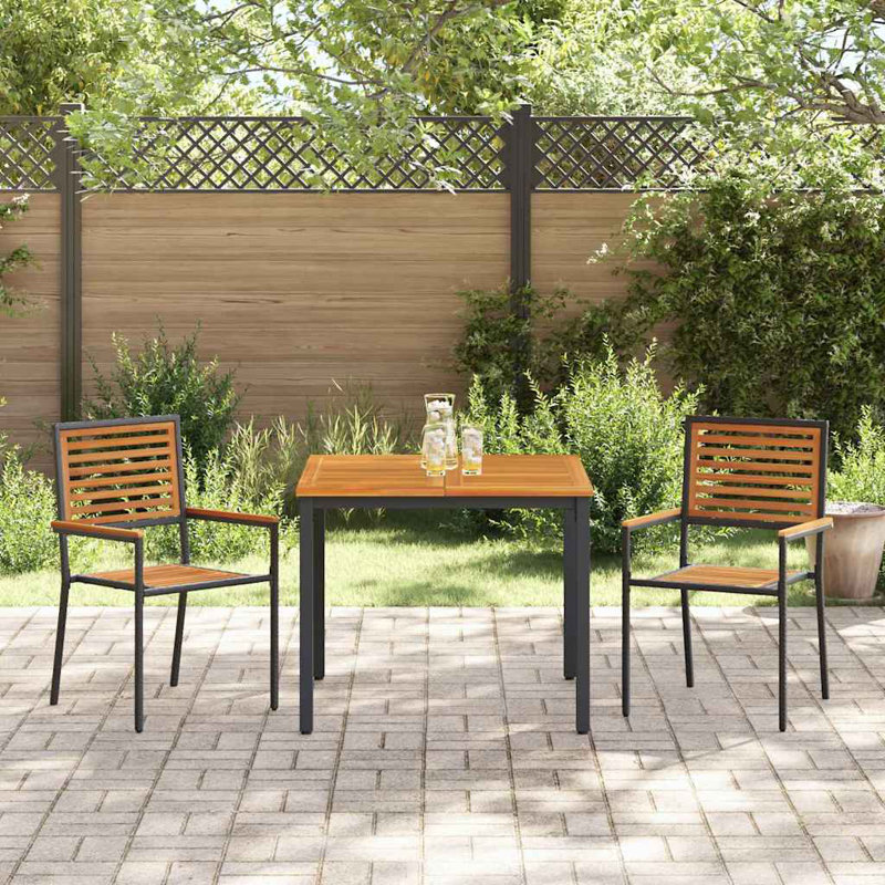 3 Piece Garden Dining Set Acacia, Black