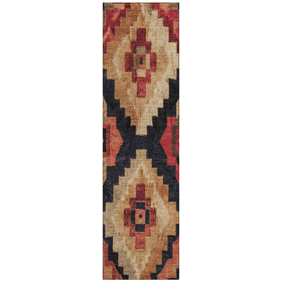 Machine Washable Indoor/Outdoor Xhevrie Rust Rug