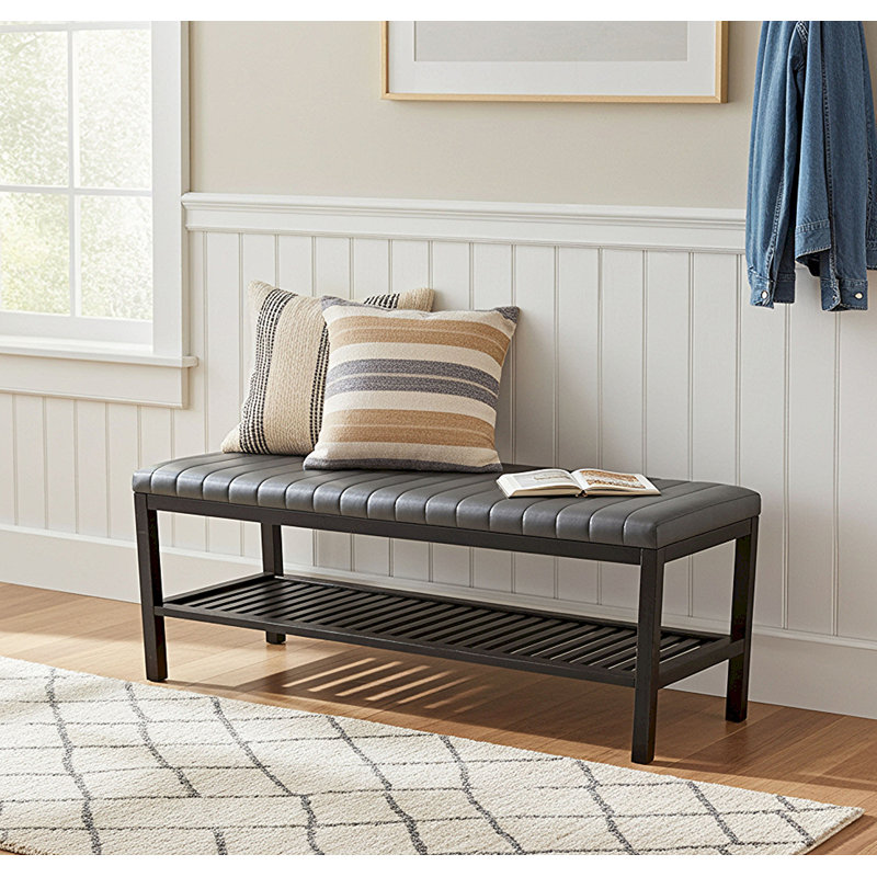 Asheton 40" Bamboo Upholstered Storage Bench