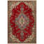 Tapis décoratif rouge à motif rétro et motif à franges-122127105