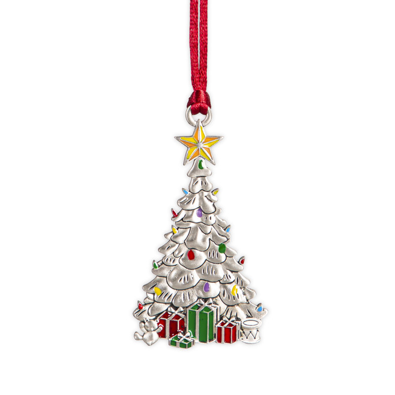 Ornement en étain massif - arbre de Noël avec cadeaux