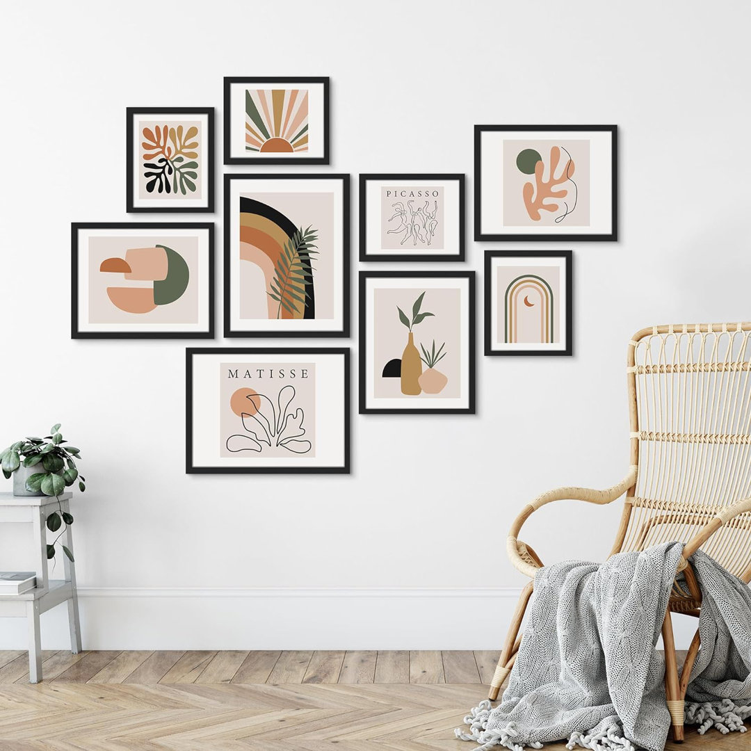 Mid-Century Picasso Matisse Plant Variety Abstract Modern Art For Living Room, Bedroom, Office Framed On Paper 9 Pieces Print SIGNLEADER 