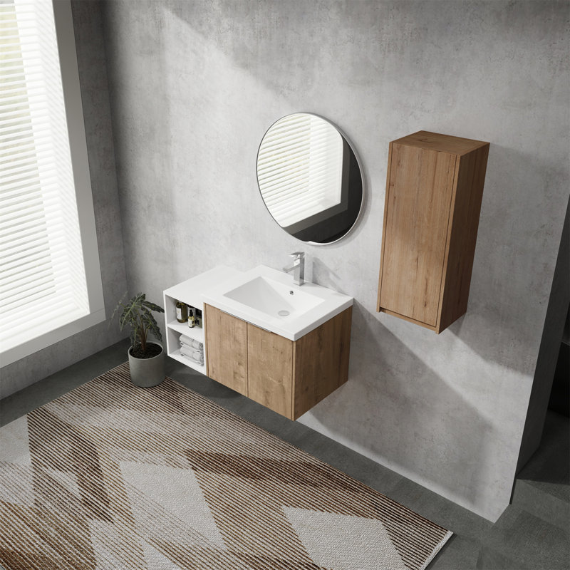 Meuble-lavabo mural avec lavabo et armoire latérale, 36"