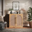 Ensemble de 3 buffets modulaires avec portes en bois à double arc, brun clair-1415065783