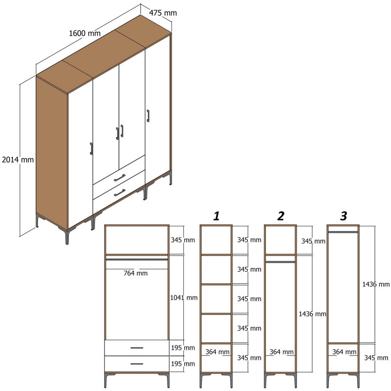 Armoire Ayreanna, Noyer blanc