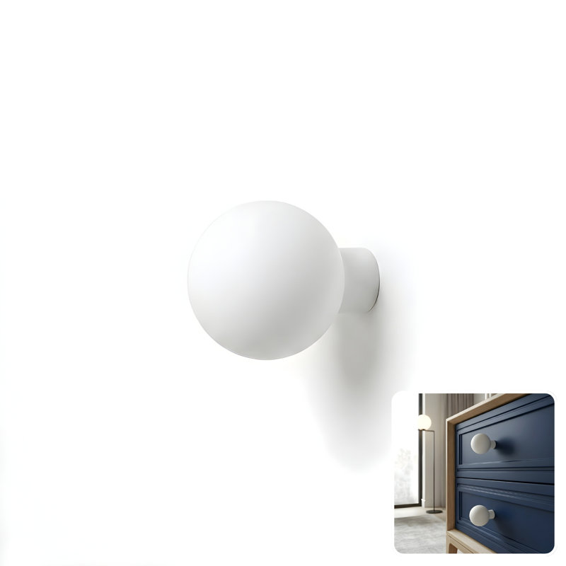 ROUS Hardware Mid Century Modern Sphere Knob, Snow (White)