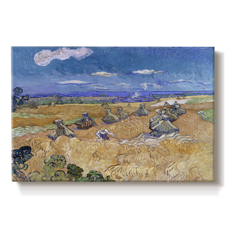 Champ de blé avec des gerbes-Vincent van Gogh-Toile tendue avec châssis-1888, 12 x 18
