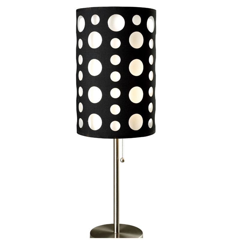 Lampe de table 33 po en métal de style rétro avec abat-jour, Noir / blanc
