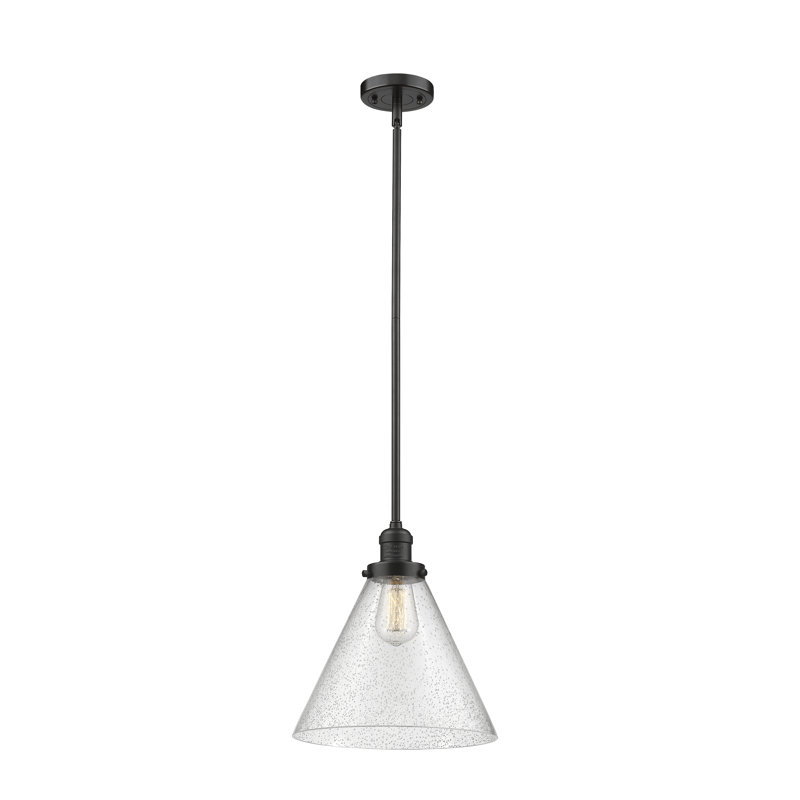 Luminaire suspendu conique à 1 lumière Anner, Granuleux, Bronze huilé