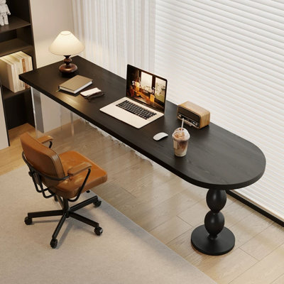 Black Half-Circle Solid Wood desk