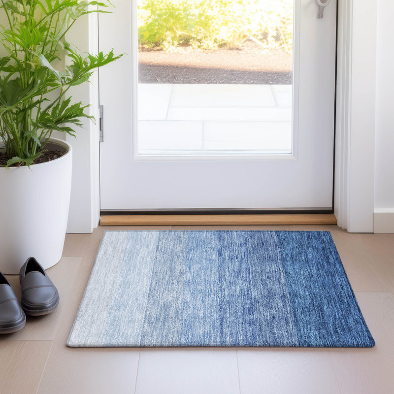 Premium Machine Washable Prisco Blue Rug, Rectangle 1'8" x 2'6"