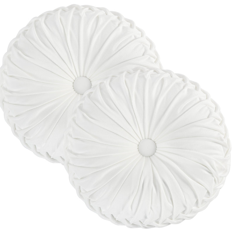 Velvet Round Throw Pillow, White