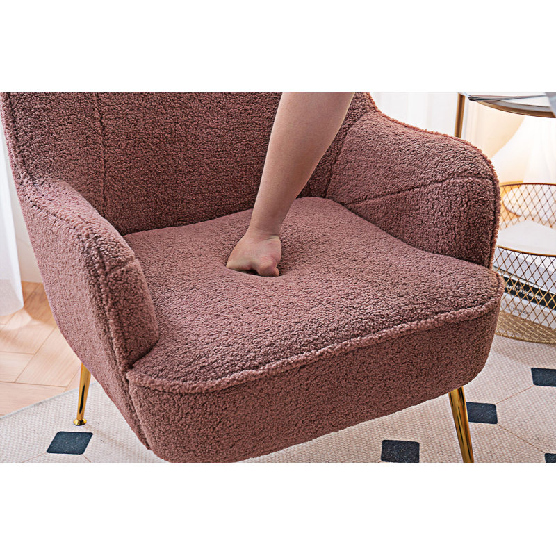 Chaise d'appoint rembourrée Maisee, Fausse fourrure rouge