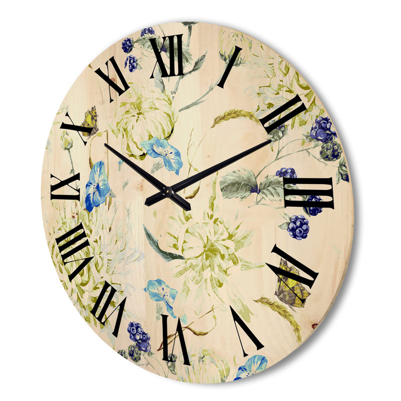 Horloge murale en bois Chrysanthemus II, Très grand