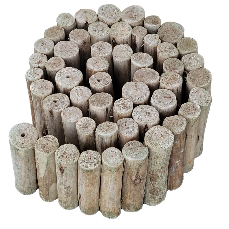 Natural Eucalyptus Wood Garden Border Edging, 6'' H x 72'' L